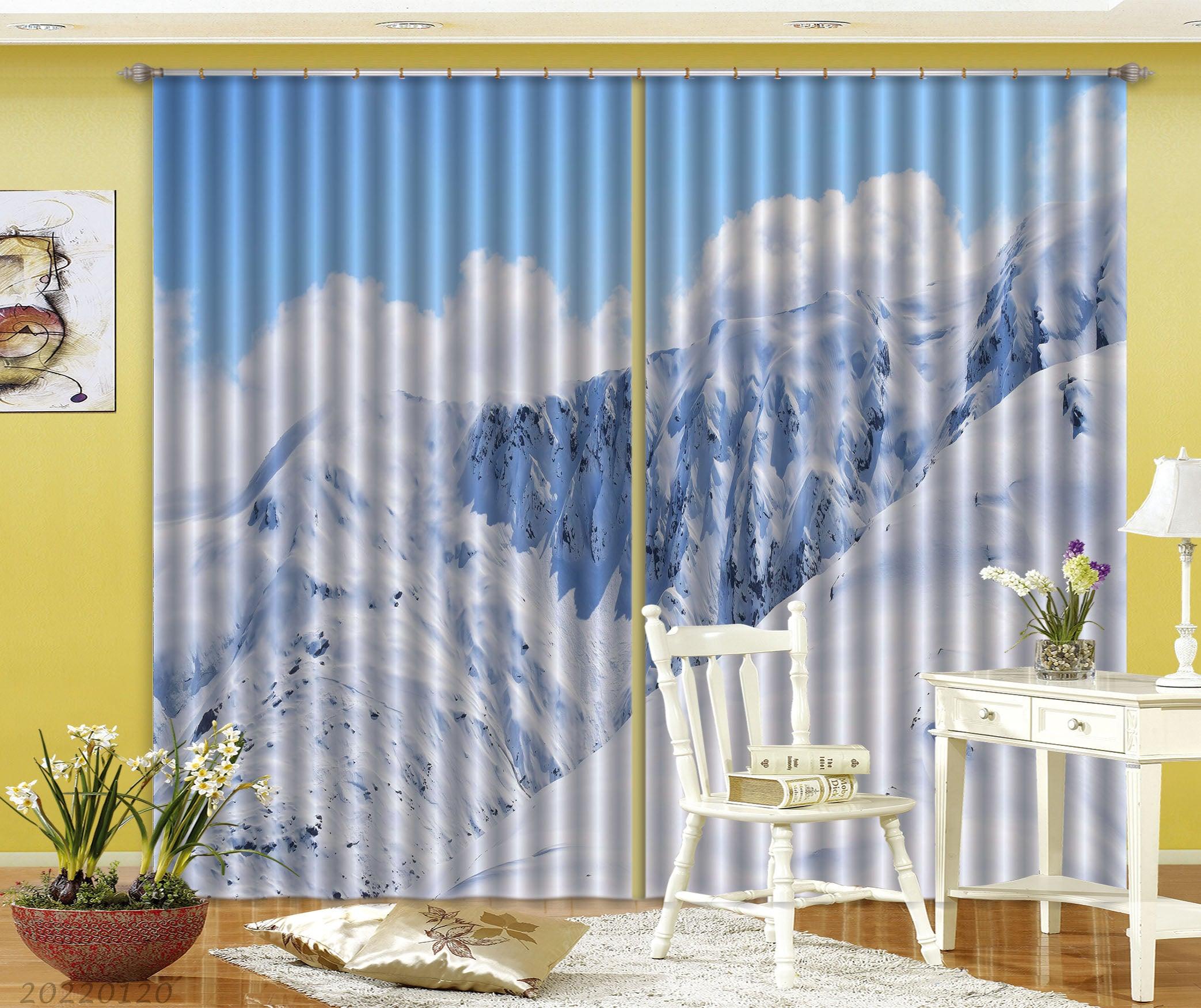 3D Snow Mountain Scenery Curtains and Drapes GD 1596- Jess Art Decoration