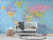 3D Blue World Map Wall Mural Wallpaper LQH 108- Jess Art Decoration