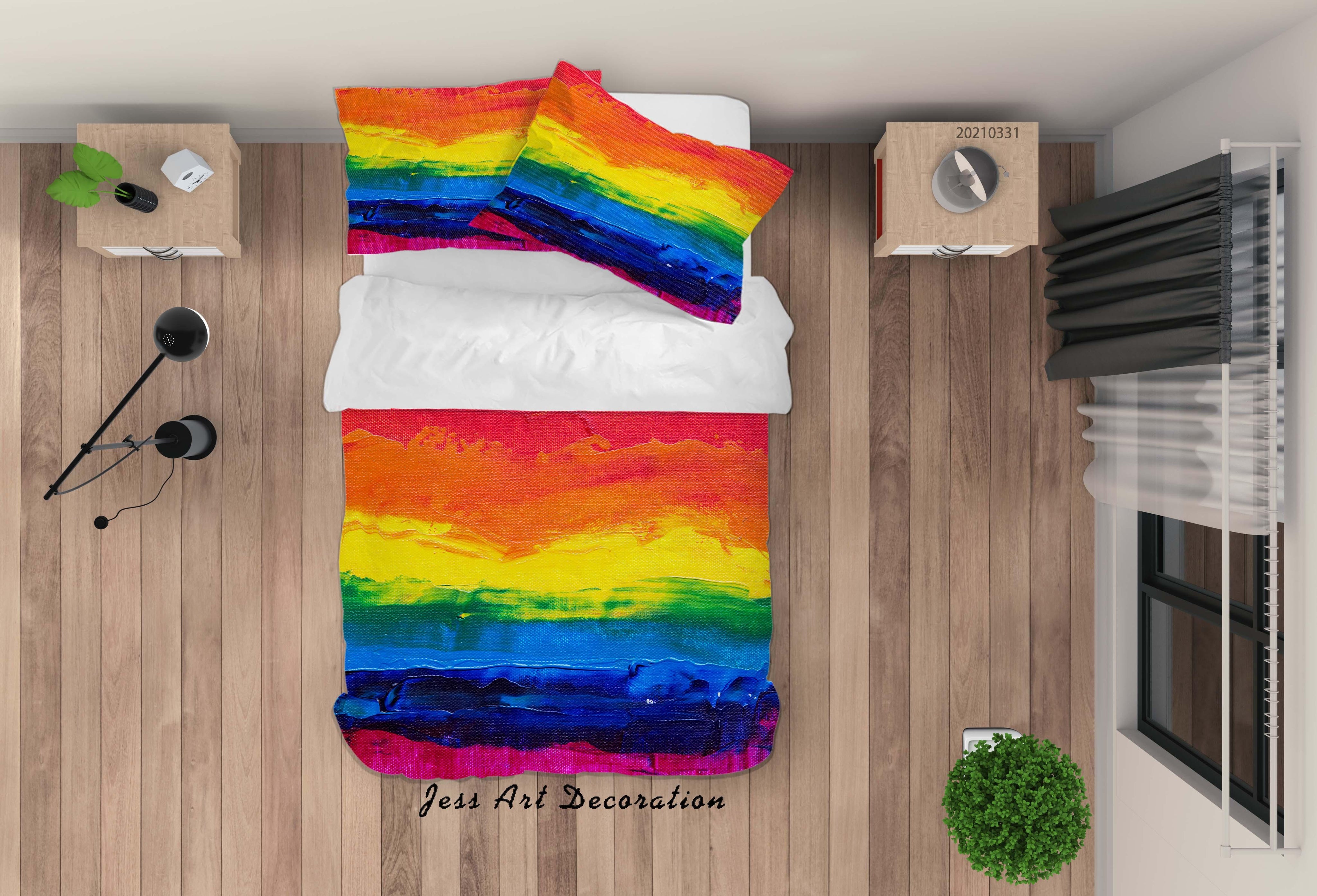 3D Abstract Color Graffiti Quilt Cover Set Bedding Set Duvet Cover Pillowcases 298- Jess Art Decoration