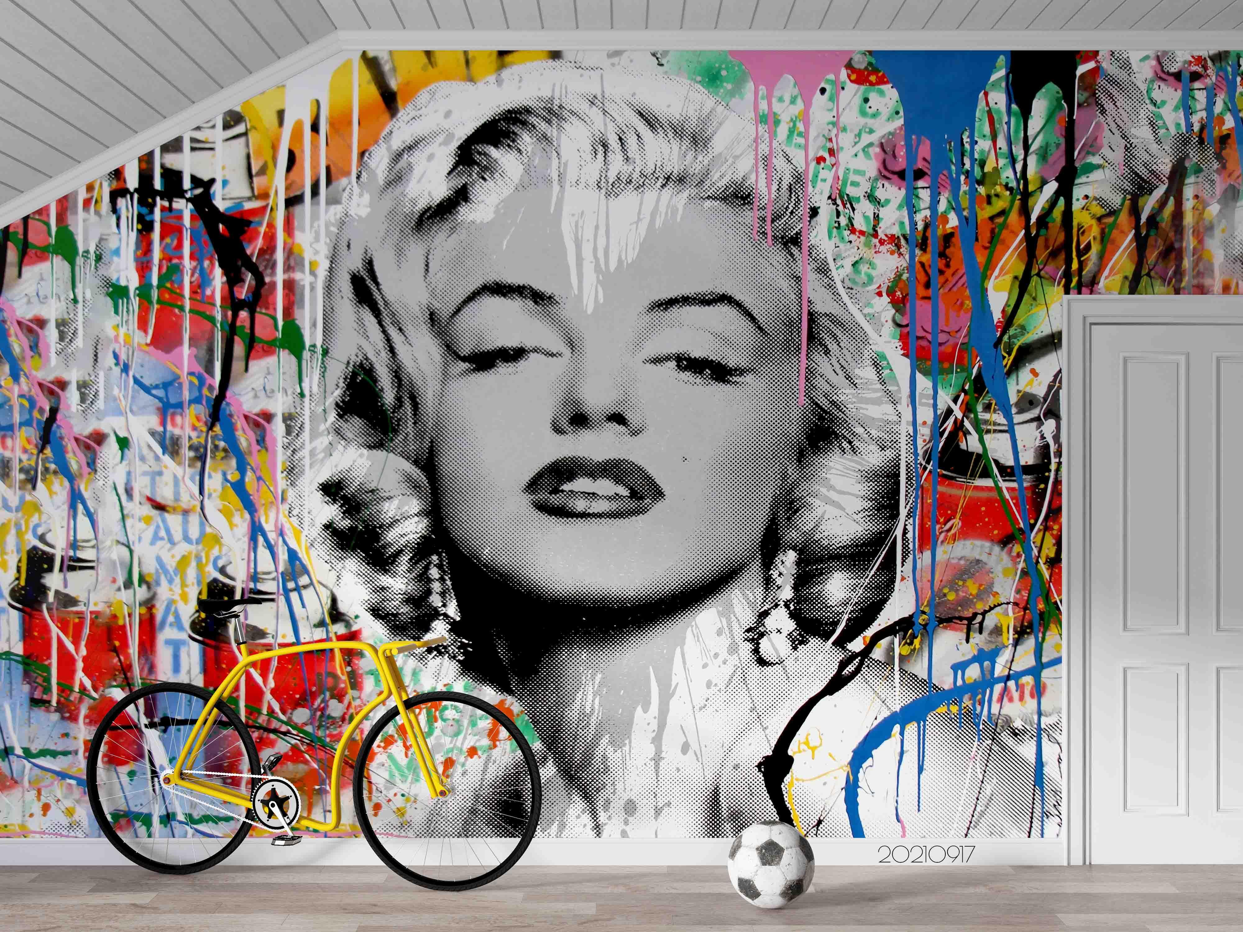 3D Graffiti Star Portrait colour graffiti celebrity portrait wall mural wallpaper for living room - view 2