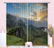 3D Green Mountain Fog Golden Sunbeam Cloud Scenery Curtains and Drapes GD 1396- Jess Art Decoration