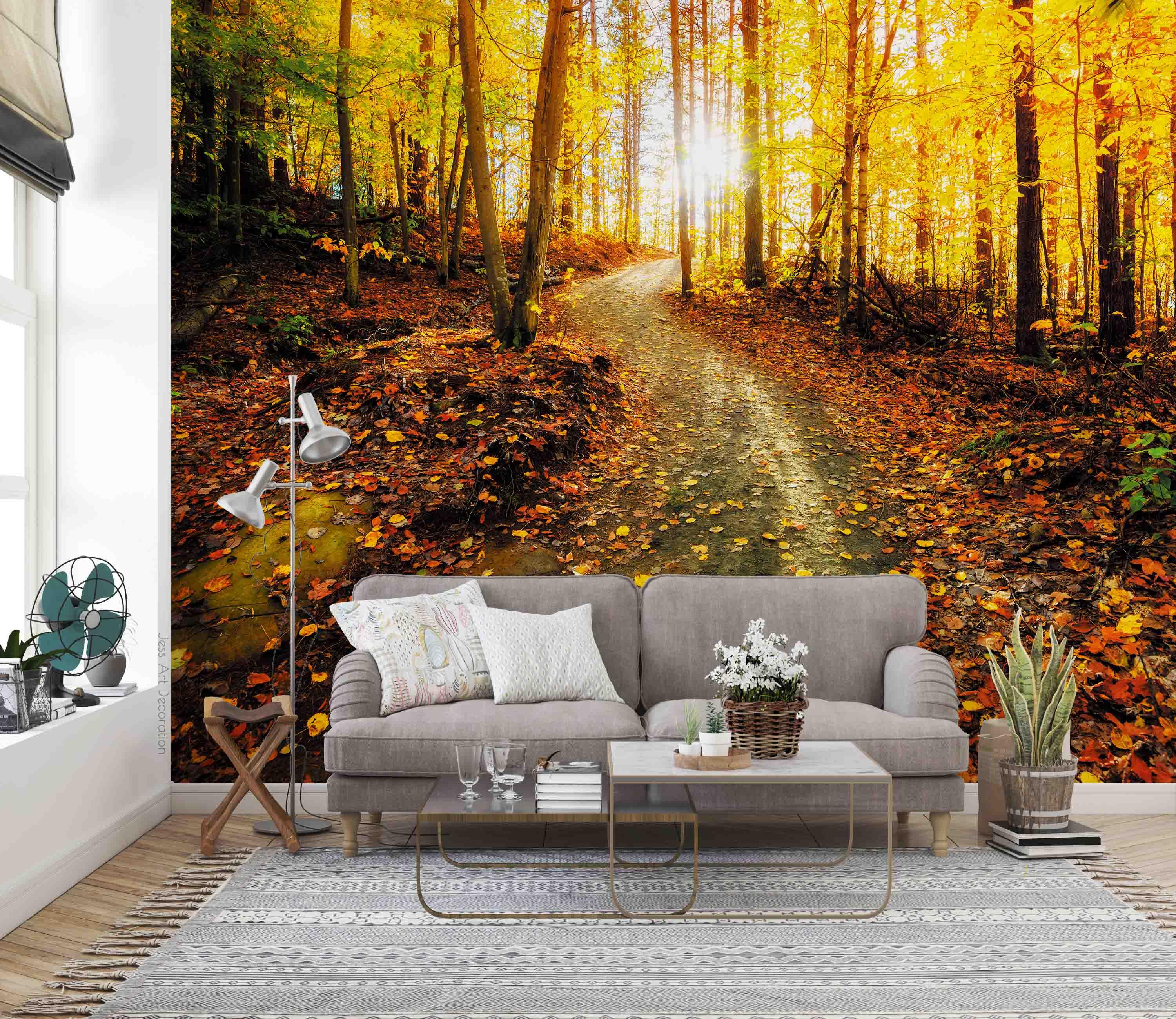 3D Autumn Forest Sunny Wall Mural Wallpaper  sww 211- Jess Art Decoration
