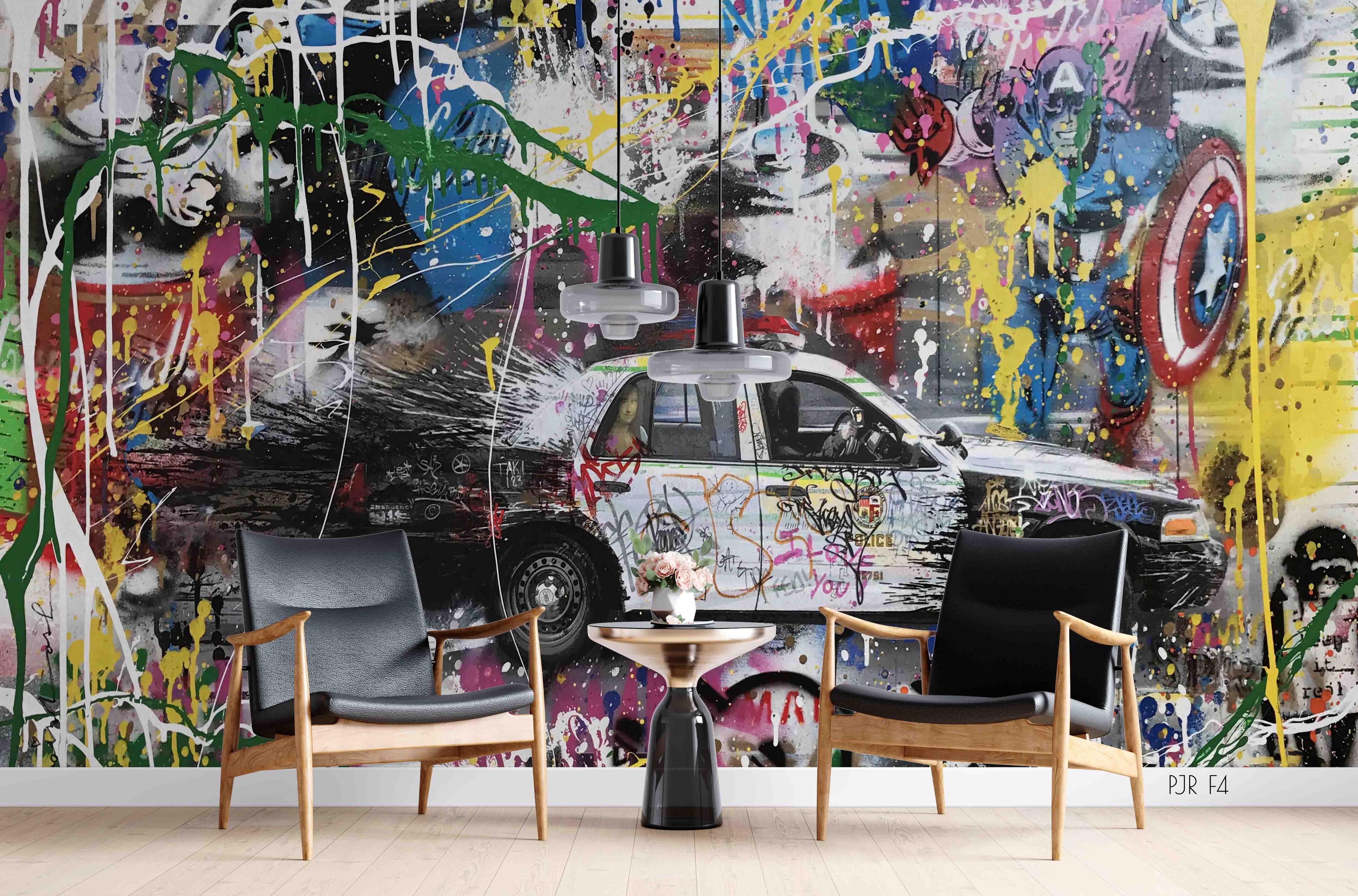 3D Graffiti Car Hero Wall Mural Wallpaper WJ 5143- Jess Art Decoration
