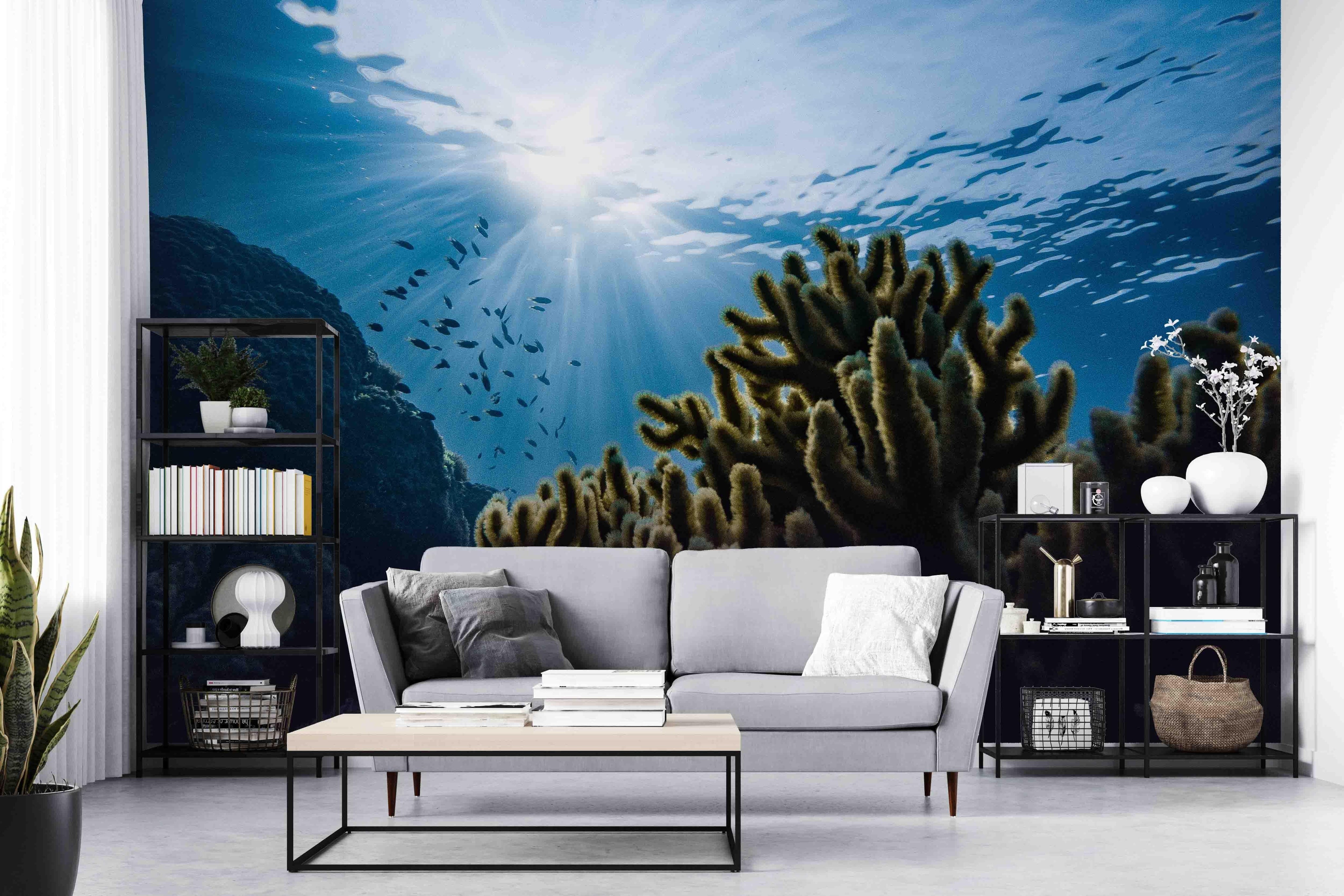 3D Submarine Ocean Fish Coral Wall Mural Wallpaper SF51- Jess Art Decoration