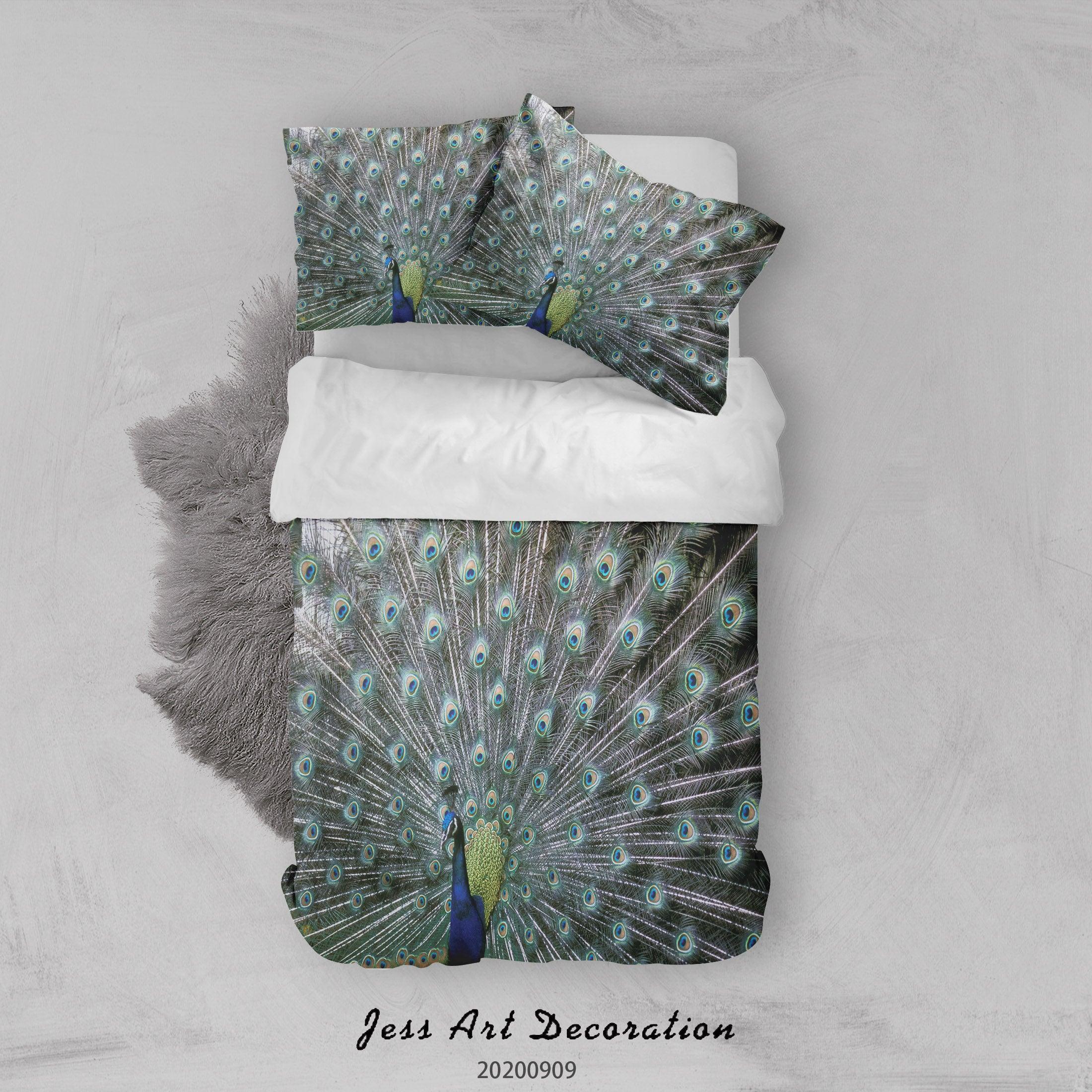 3D Closeup Beautiful Blue Peafowl Quilt Cover Set Bedding Set Duvet Cover Pillowcases WJ 1914- Jess Art Decoration