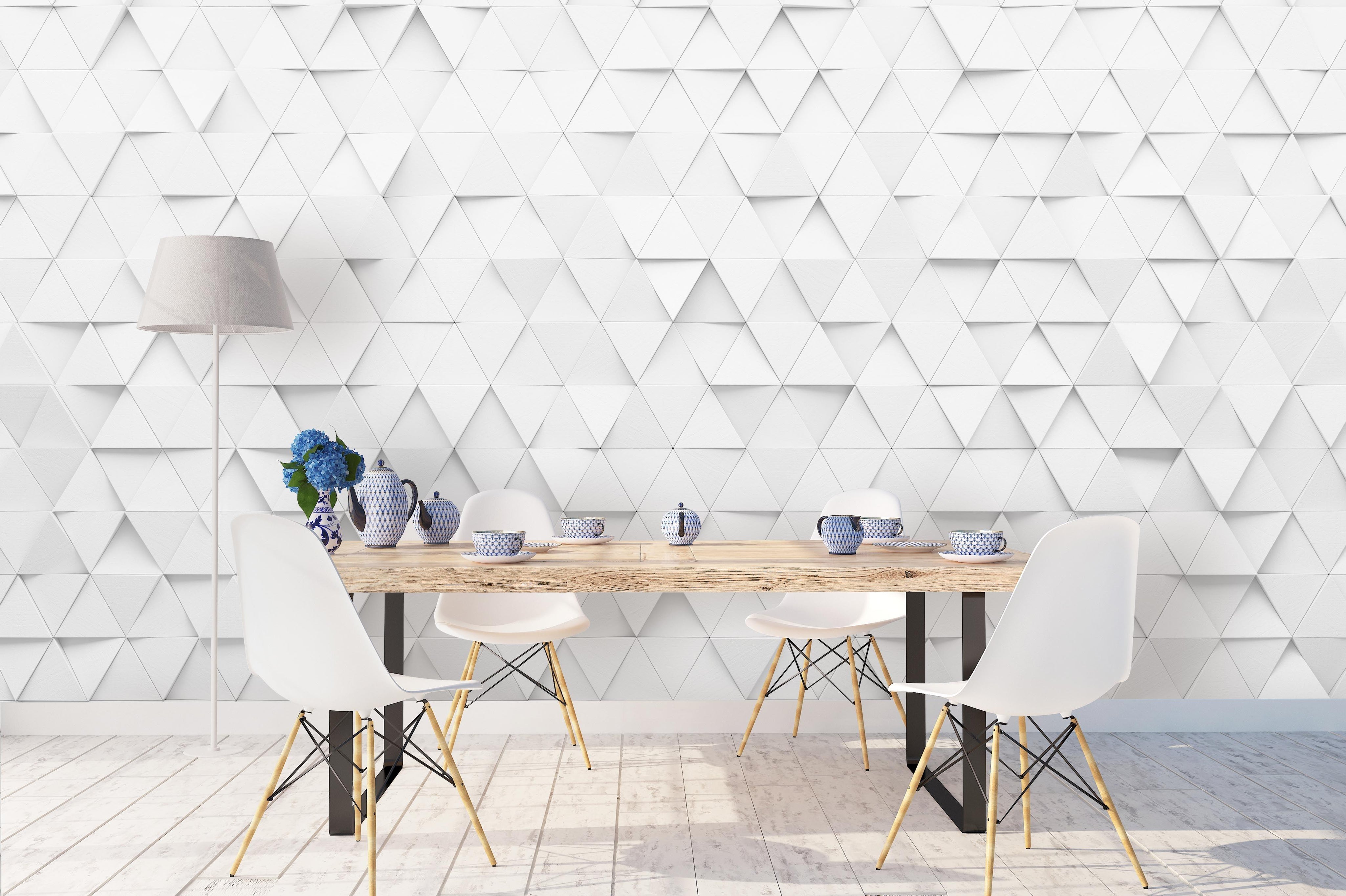 3D white geometry triangle wall mural wallpaper 37- Jess Art Decoration