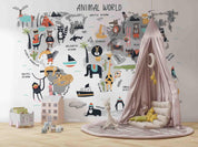 3D Cartoon Animal Plant Ocean Map Wall Mural Wallpaper GD 4658- Jess Art Decoration