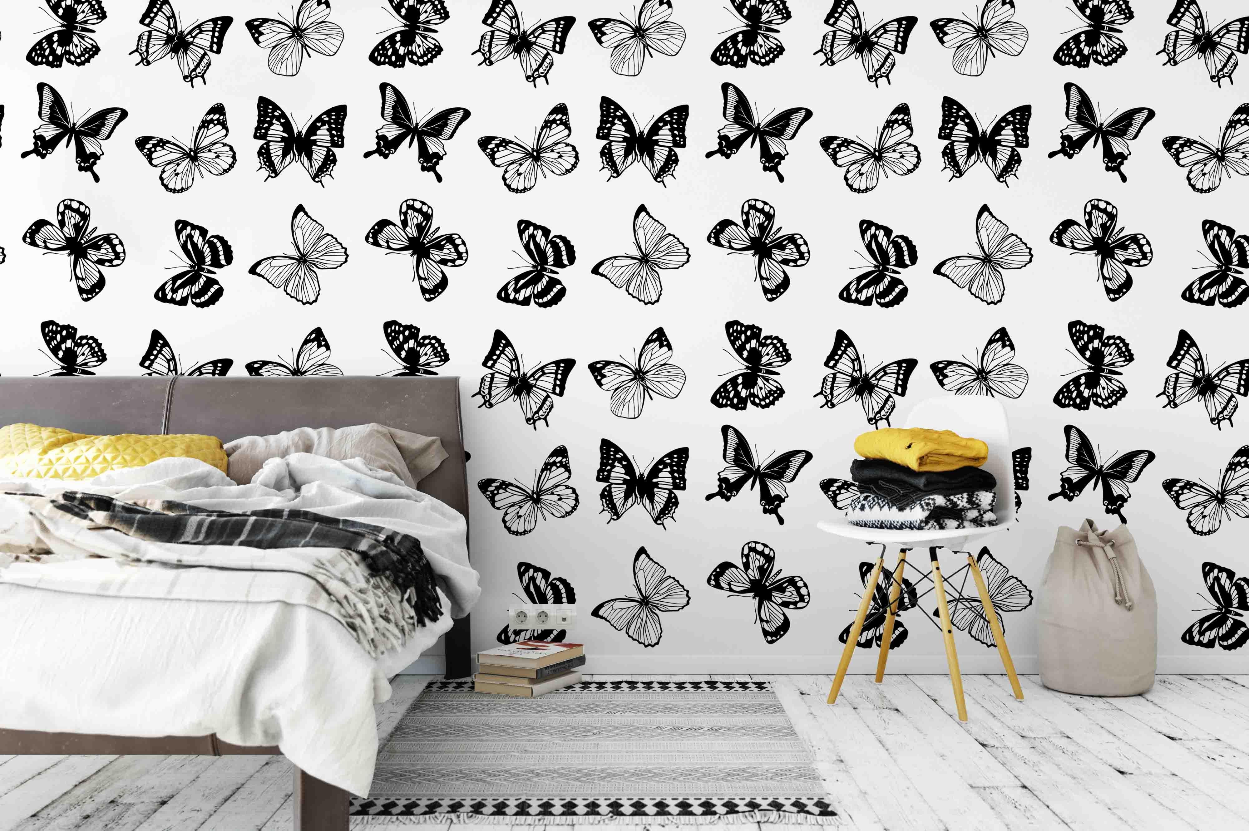 3D black white butterfly pattern wall mural wallpaper 69- Jess Art Decoration