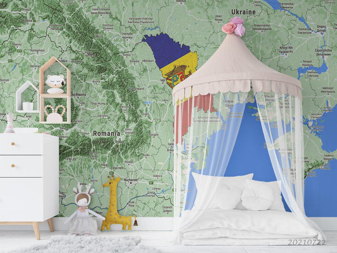 3D Green World Map Wall Mural Wallpaper LQH 43- Jess Art Decoration