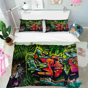 3D Abstract Colored Street Graffiti Quilt Cover Set Bedding Set Duvet Cover Pillowcases 77- Jess Art Decoration