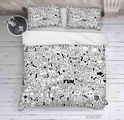 3D Abstract Fun Illustration Doodle Quilt Cover Set Bedding Set Duvet Cover Pillowcases 39- Jess Art Decoration