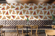 3D Pizza Slice Pattern White Cartoon Wall Mural Wallpaper SWW97- Jess Art Decoration