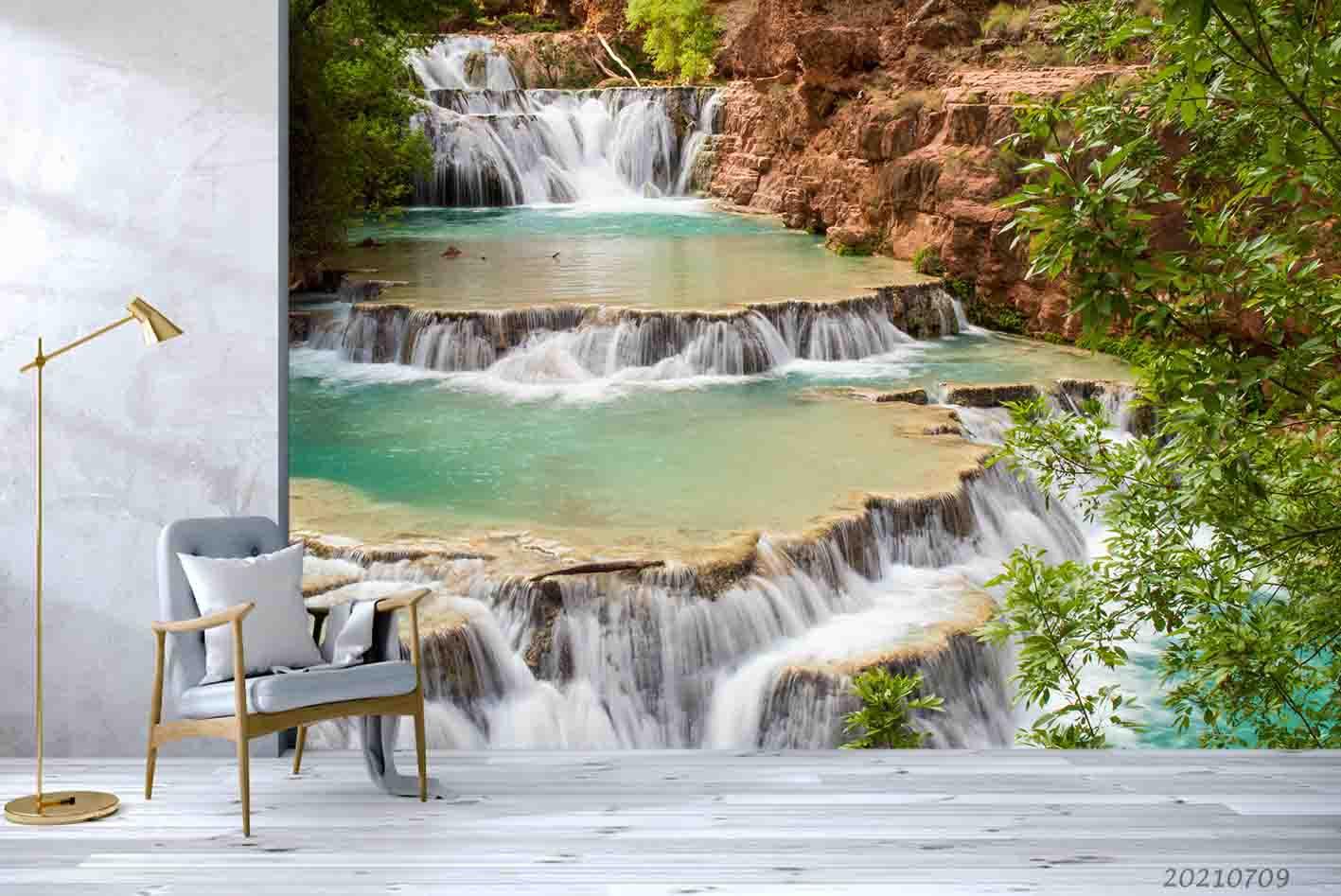 3D Waterfall Flowing Water Wall Mural Wallpaper SWW4284- Jess Art Decoration