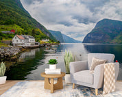 3D Aurlandsfjord Norway Landscape Mountain River Wall Mural Wallpaper GD 2142- Jess Art Decoration