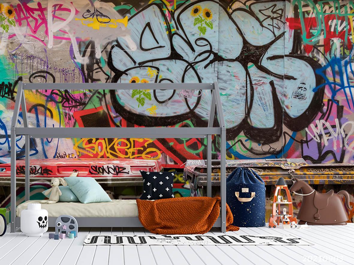 3D Abstract Colored Street Graffiti Wall Mural Wallpaper LQH 112- Jess Art Decoration