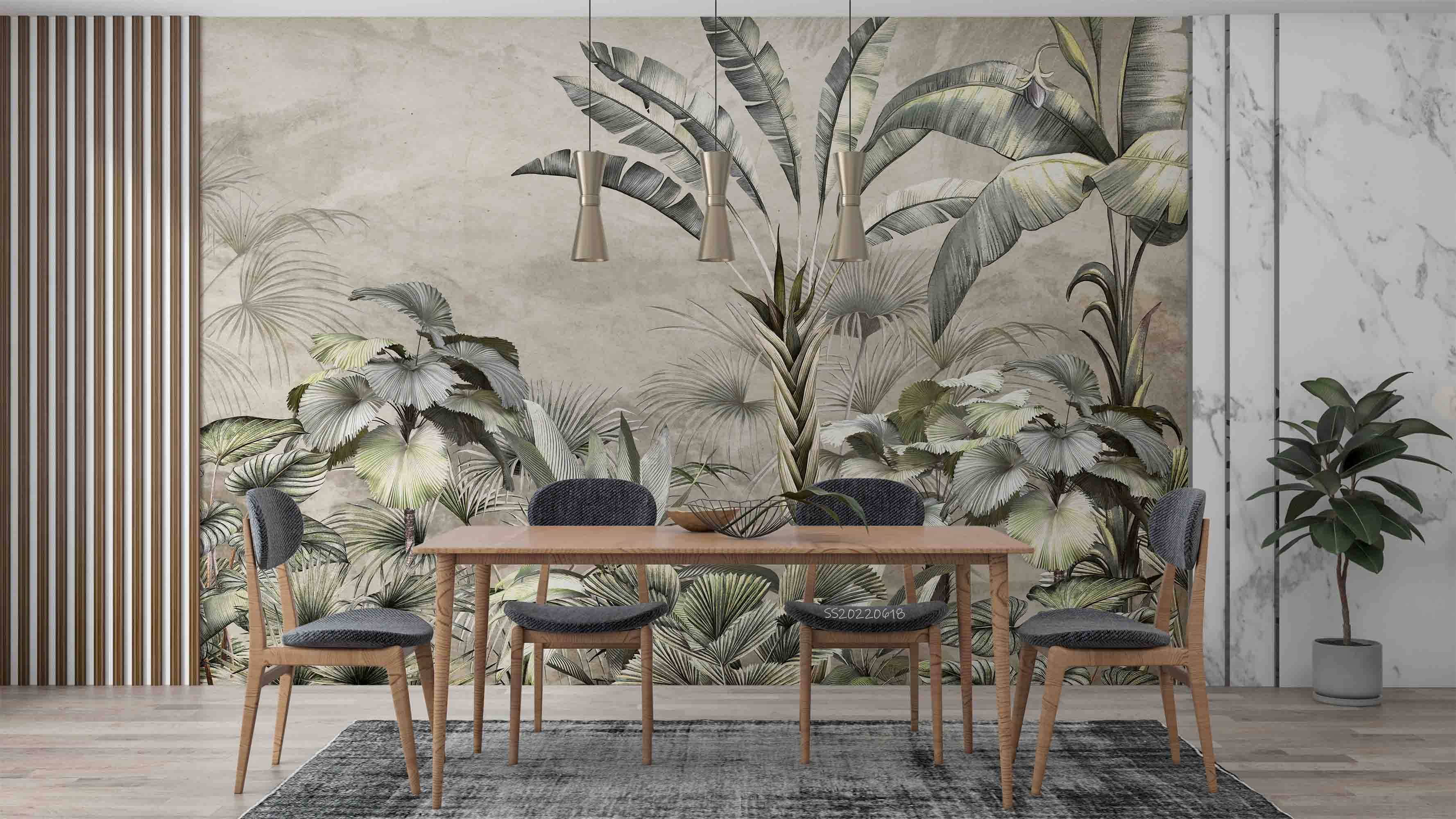3D Vintage Tropical Plant Leaves Wall Mural Wallpaper GD 760- Jess Art Decoration