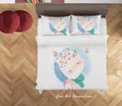 3D White Cartoon Animal Butterfly Quilt Cover Set Bedding Set Duvet Cover Pillowcases SF88- Jess Art Decoration