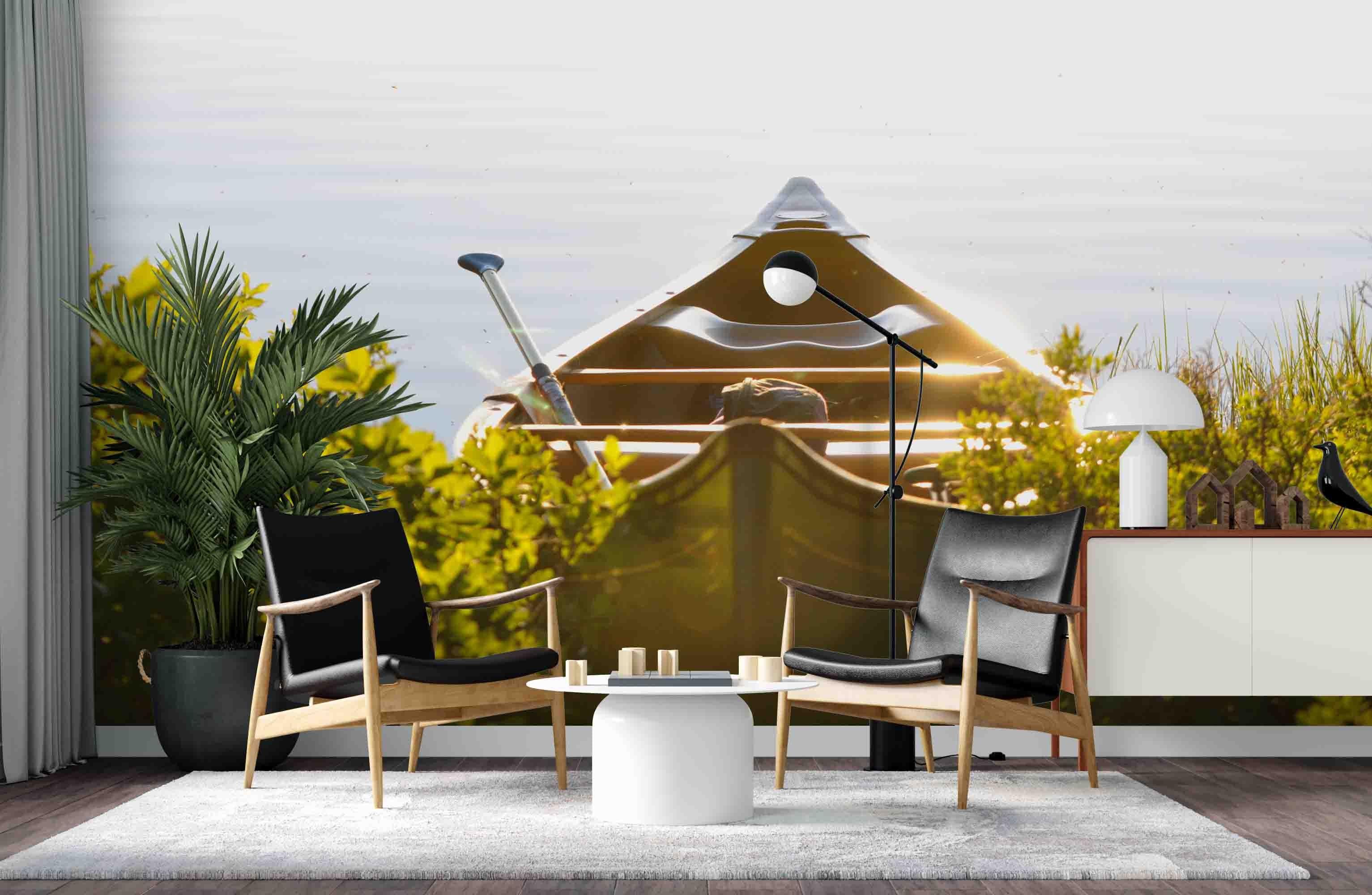 3D Boat Plants Wall Mural Wallpaper SF70- Jess Art Decoration