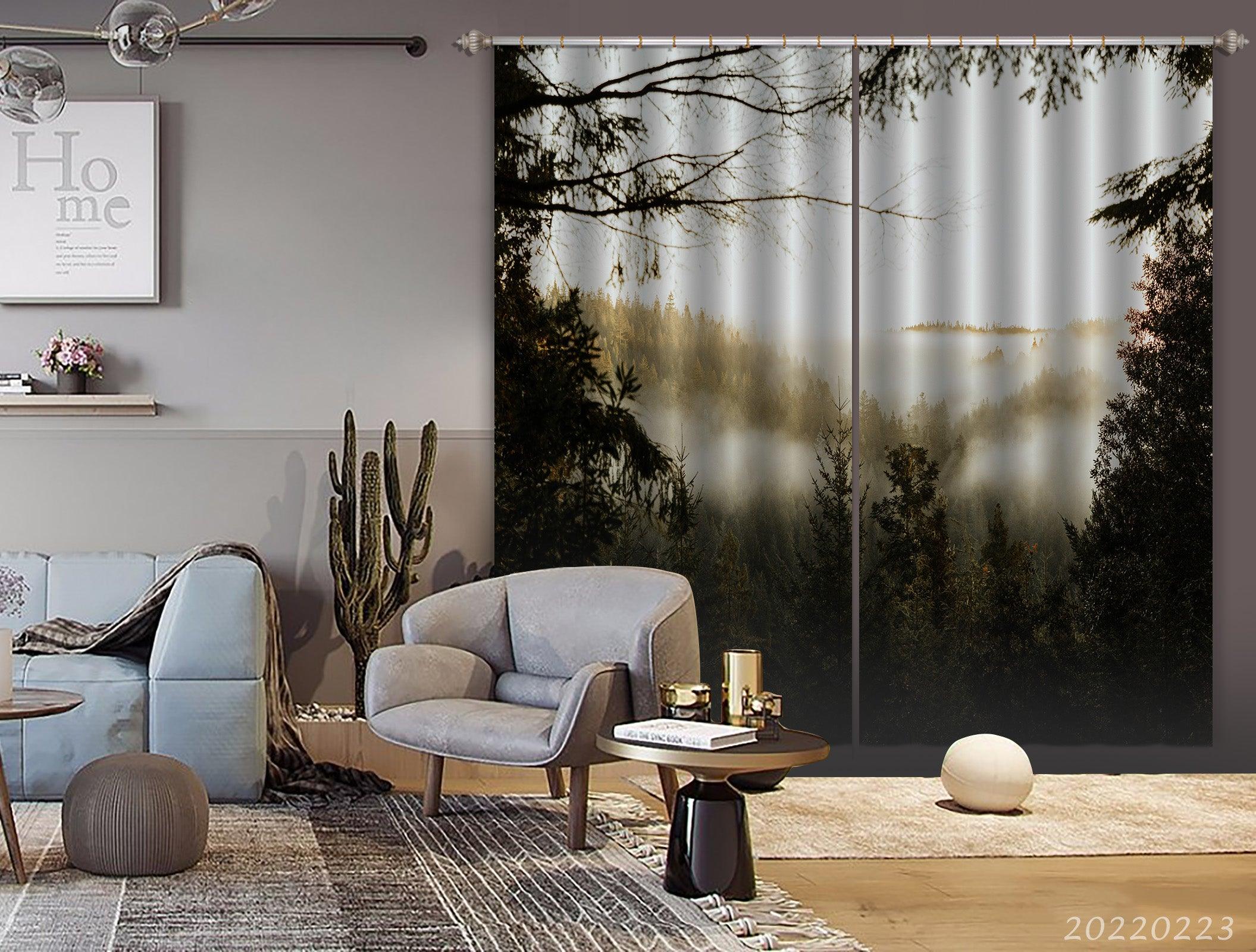 3D Woods Misty Scenery Curtains and Drapes GD 2832- Jess Art Decoration