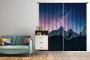 3D Snow Mountain Peak Woods Purple Blue Star Sky Curtains and Drapes GD 2275- Jess Art Decoration