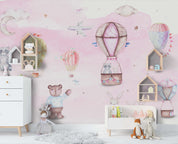 3D bear rabbit moon aircraft hot air balloon wall mural wallpaper 31- Jess Art Decoration