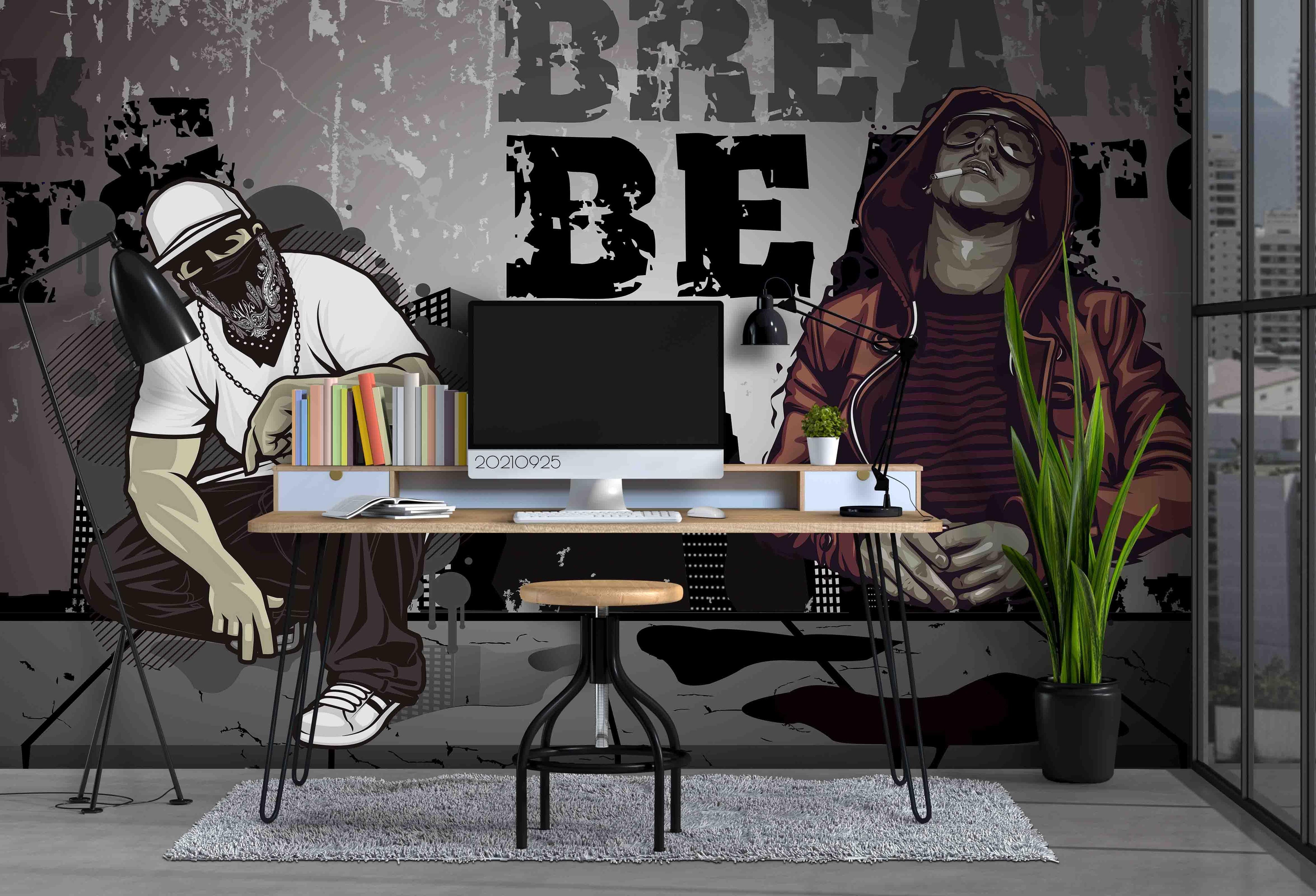 3D Hip Hop Boy urban hip hop character mural wall mural wallpaper for teen room - view 2
