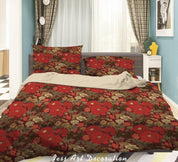 3D Vintage Leaves Red Floral Pattern Quilt Cover Set Bedding Set Duvet Cover Pillowcases WJ 3645- Jess Art Decoration