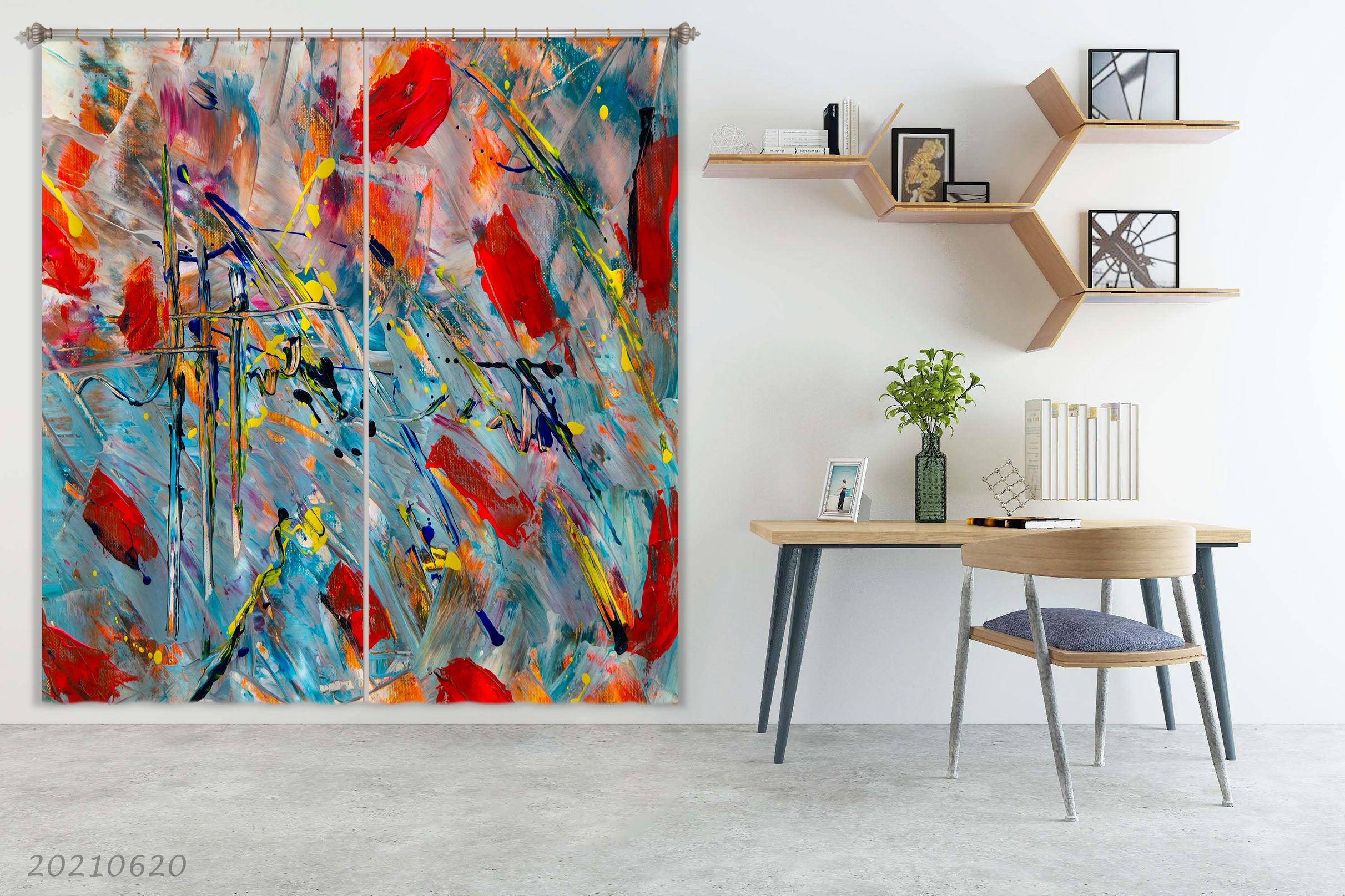 3D Abstract Art Color Graffiti Pattern Curtains and Drapes GD 734- Jess Art Decoration