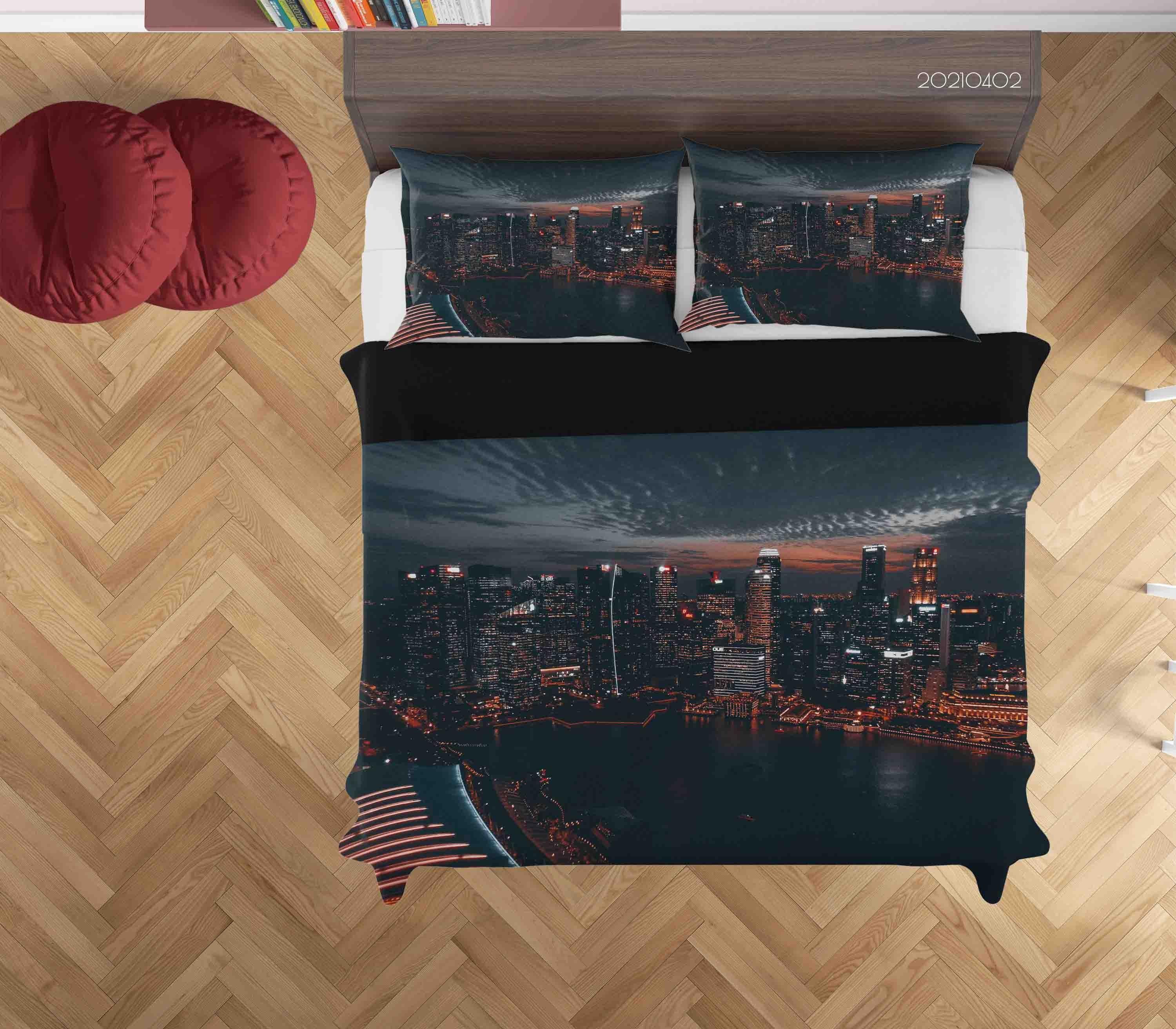 3D City Architecture Night View Quilt Cover Set Bedding Set Duvet Cover Pillowcases 43 LQH- Jess Art Decoration