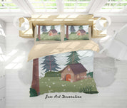 3D House Tree Grass Painting Quilt Cover Set Bedding Set Duvet Cover Pillowcases A478 LQH- Jess Art Decoration