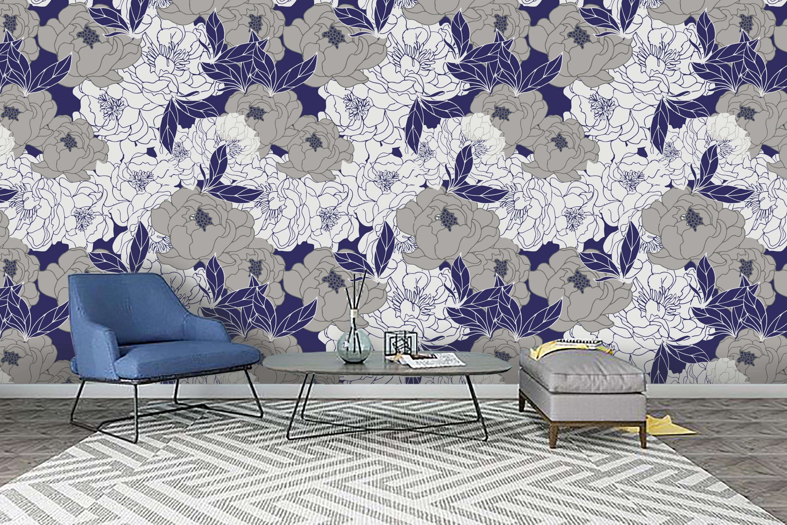 3D Grey Flowers Wall Mural Wallpaper 8- Jess Art Decoration