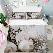 3D White Rose Floral Quilt Cover Set Bedding Set Duvet Cover Pillowcases 297- Jess Art Decoration