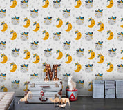 3D Cartoon Moon Star Wall Mural Wallpaper A396 LQH- Jess Art Decoration