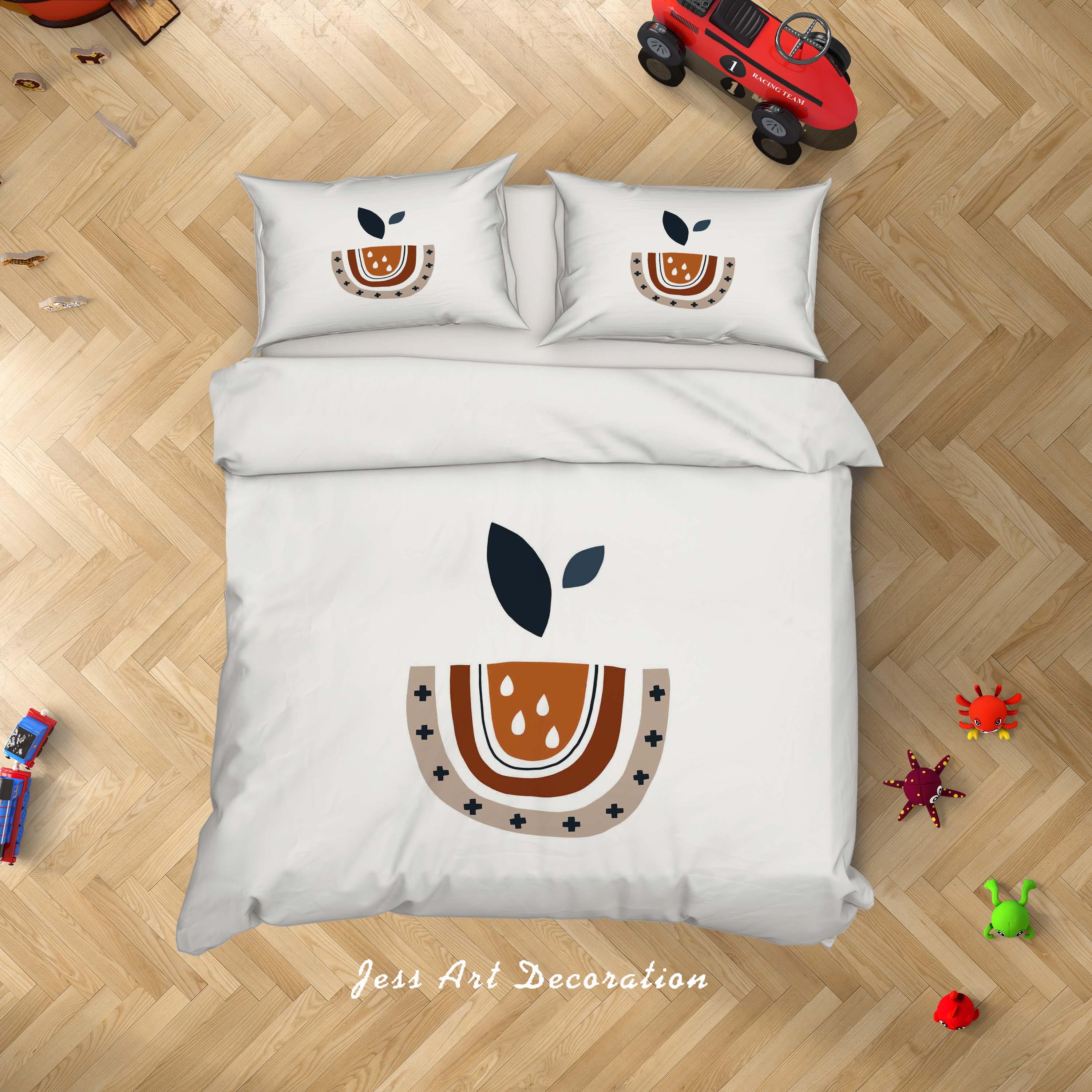 3D White Cartoon Fruit Quilt Cover Set Bedding Set Duvet Cover Pillowcases SF74- Jess Art Decoration