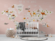 3D Cartoon Animal World Map Wall Mural Wallpaper sww 272- Jess Art Decoration