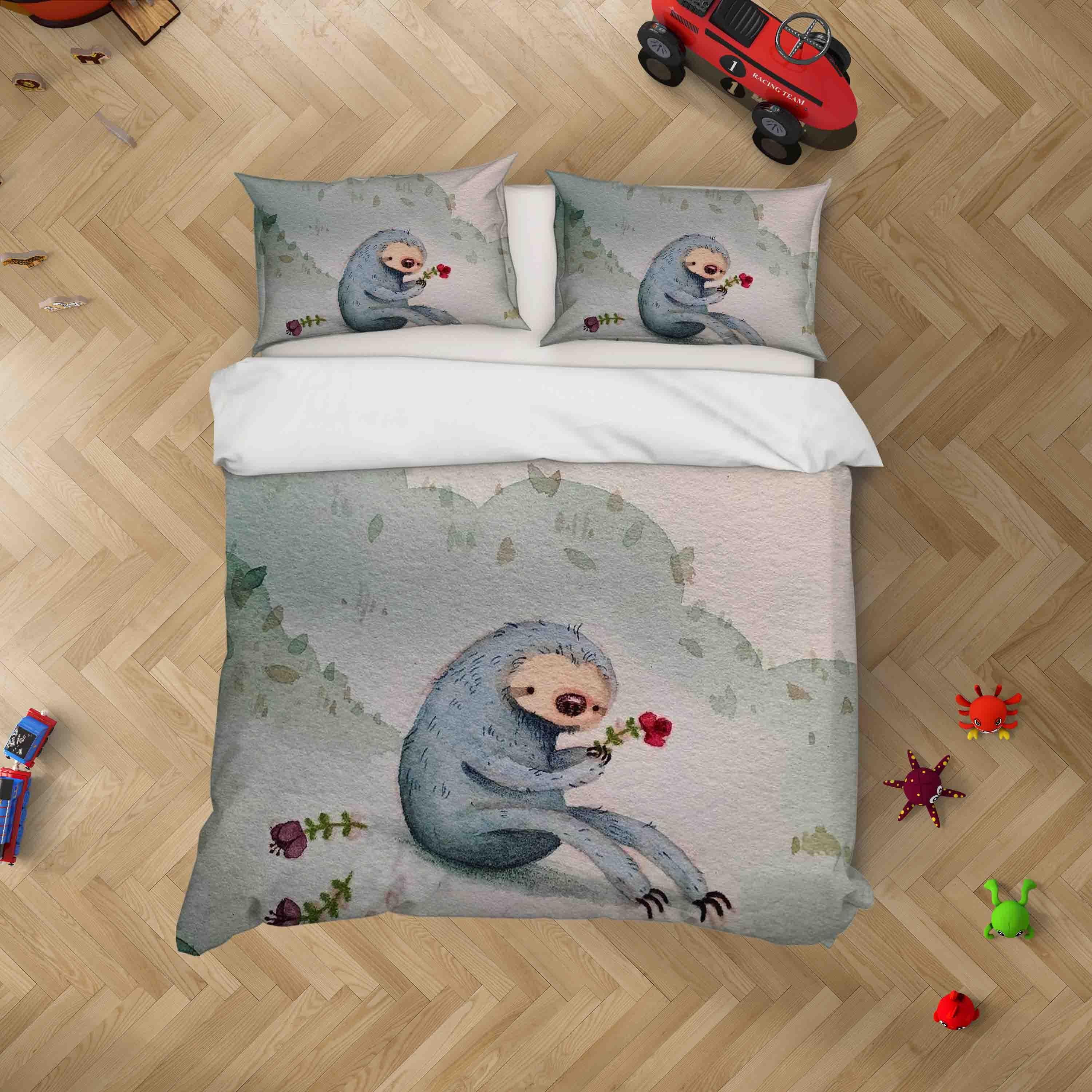3D Watercolor Animal Floral Quilt Cover Set Bedding Set Duvet Cover Pillowcases SF064- Jess Art Decoration