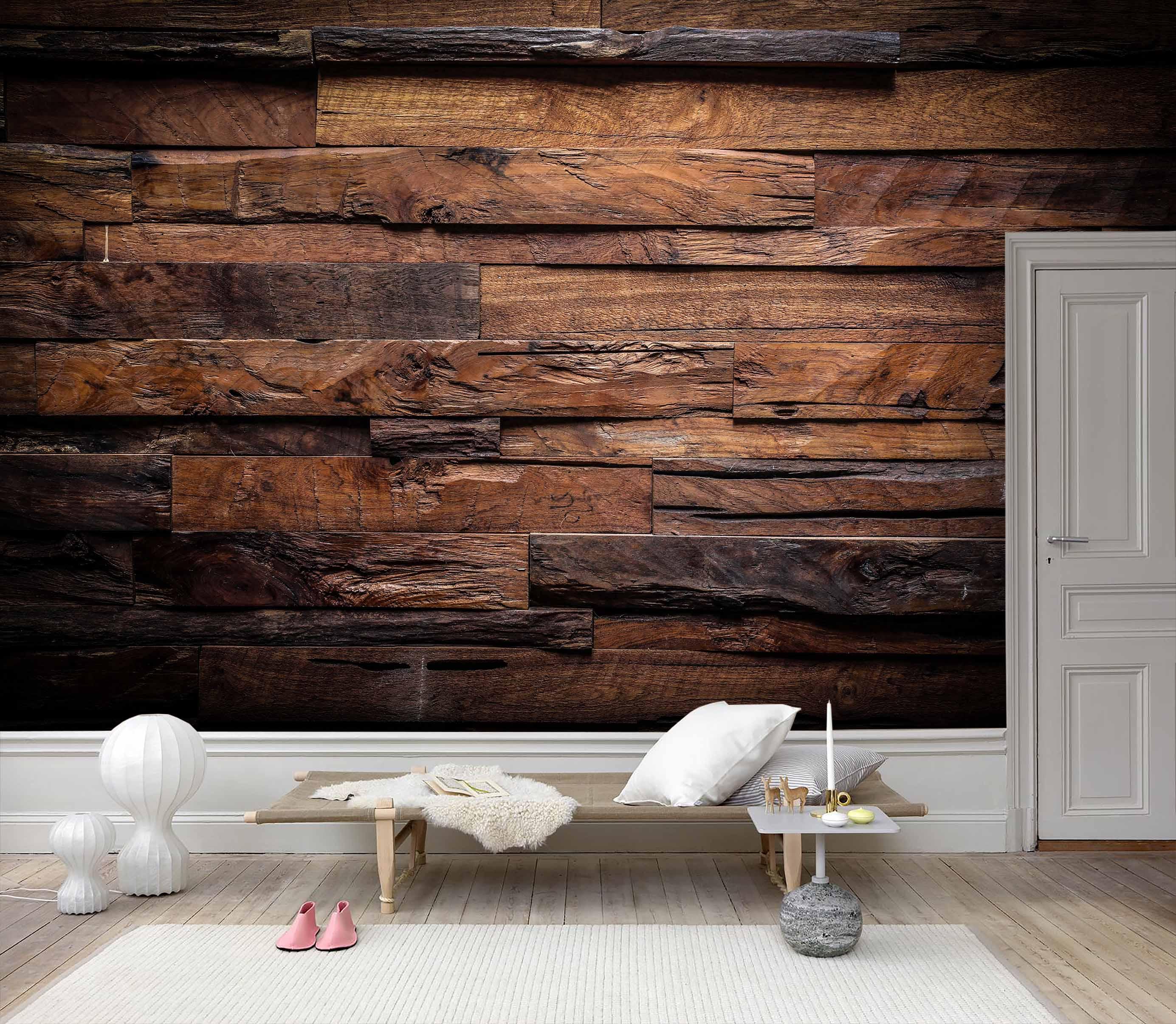 3D Brown Wood Board Texture Wall Mural Wallpaper LQH 36- Jess Art Decoration