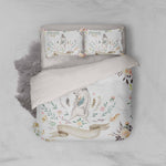 3D White Sloth Animal Floral Quilt Cover Set Bedding Set Pillowcases 01- Jess Art Decoration