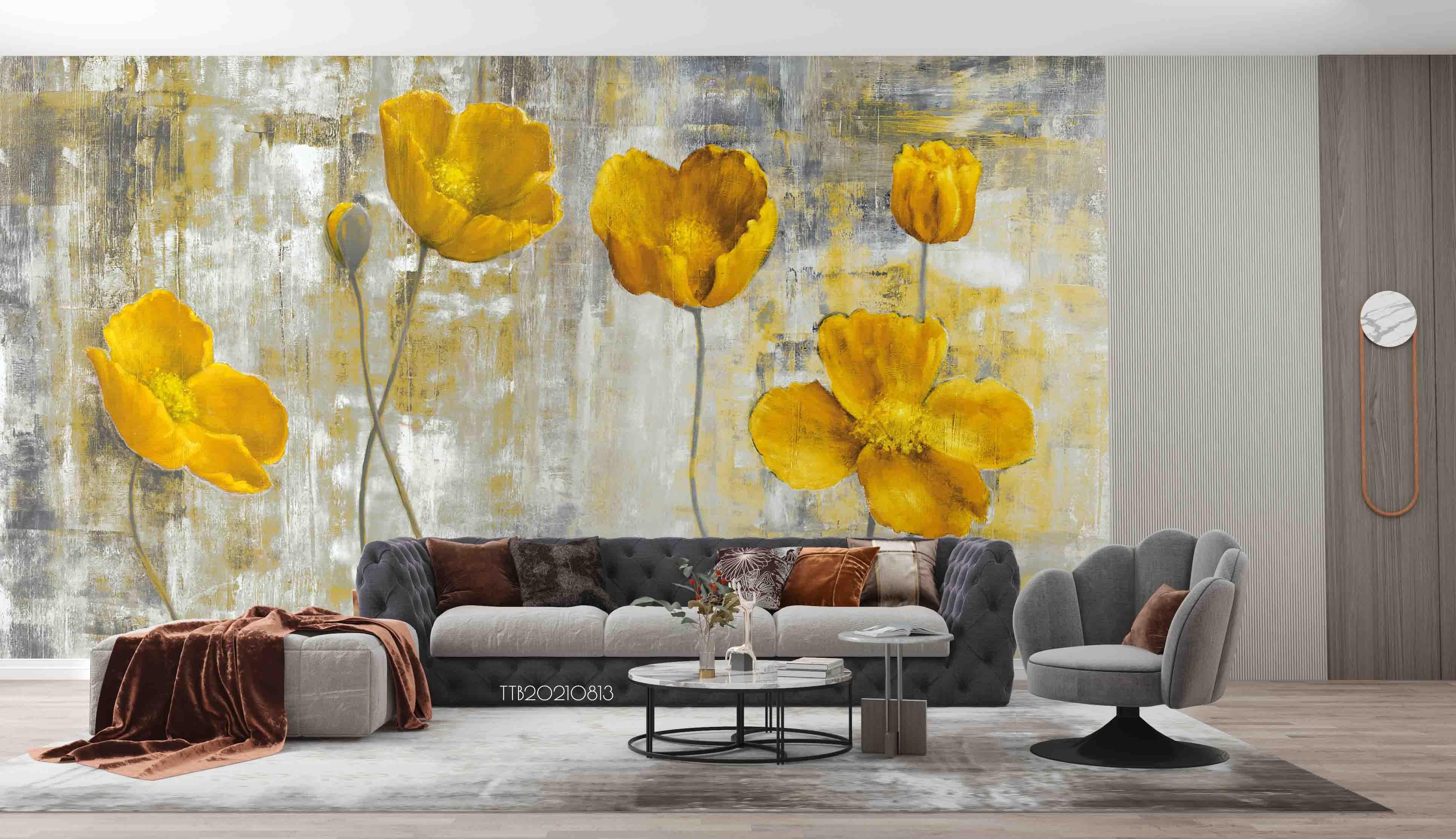 3D European Style Golden Floral Retro Wall Mural Wallpaper 5077- Jess Art Decoration