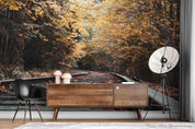 3D Autumn Forest Railroad Track Landscape Wall Mural Wallpaper LQH 40- Jess Art Decoration