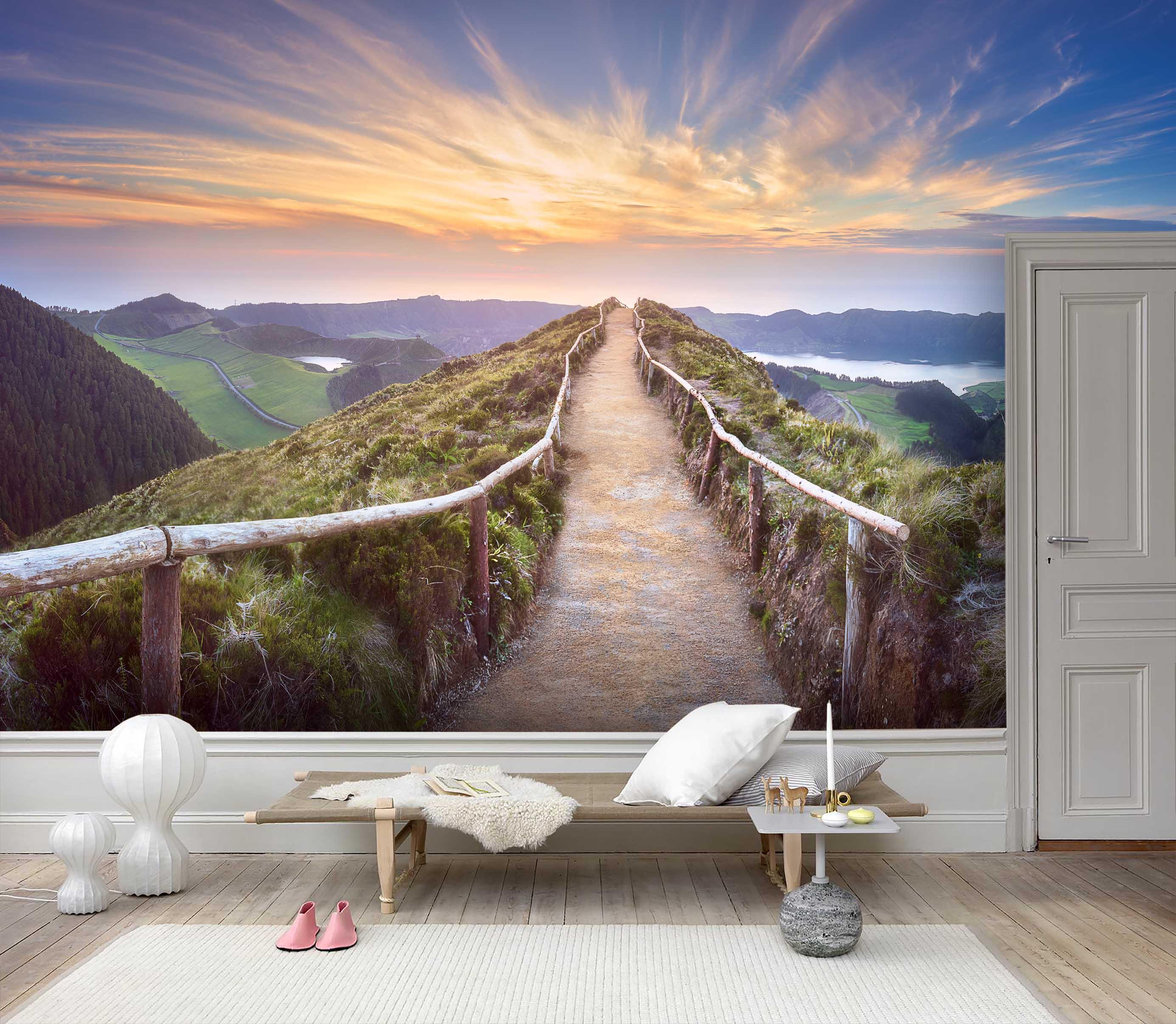 3D Colorful Clouds Mountains Paths Wall Mural Wallpaper 141- Jess Art Decoration