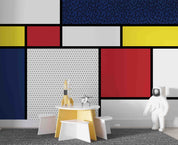 3D Retro Red Yellow Blue Geometric Background Wall Mural Wallpaper GD 1168- Jess Art Decoration