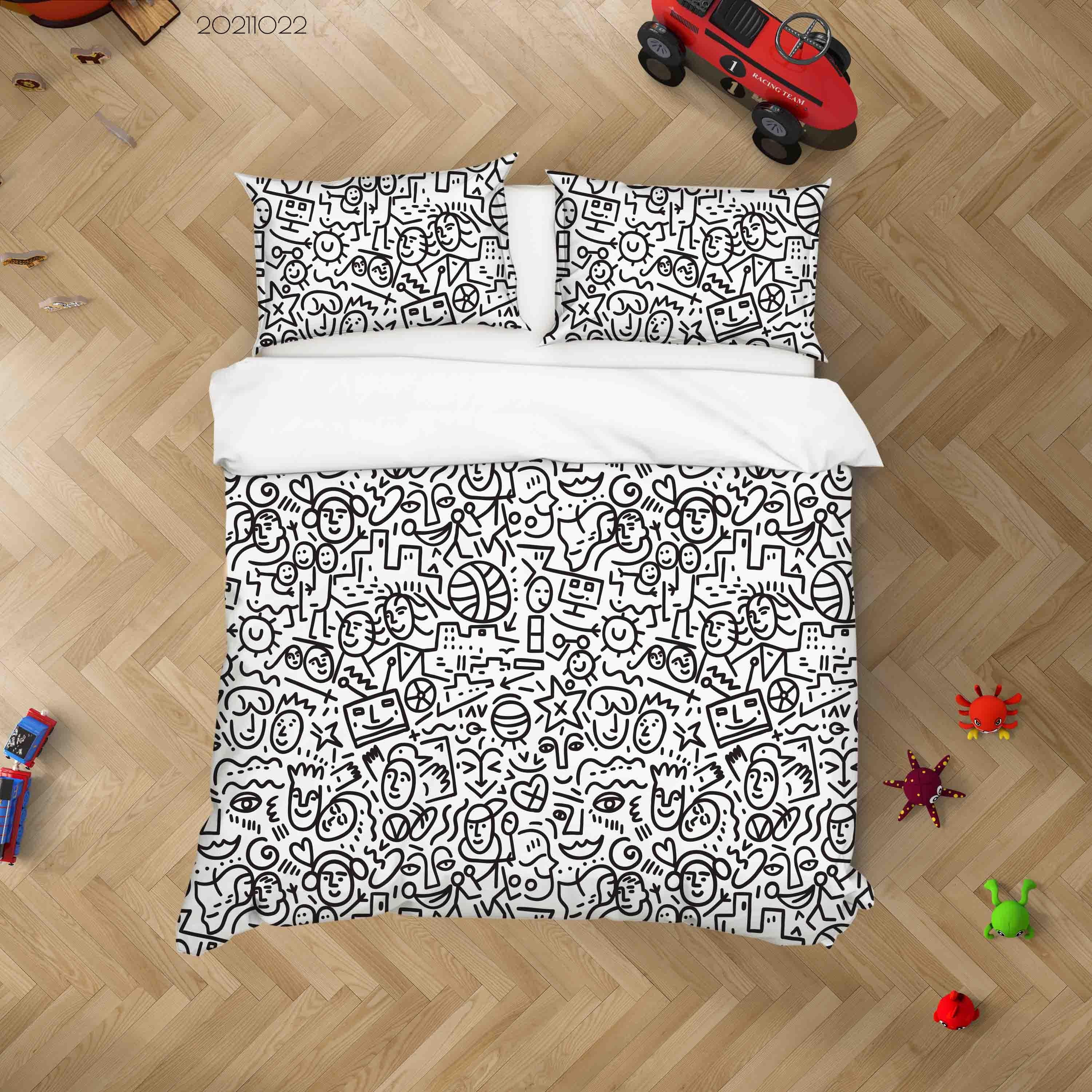 3D Abstract Comic Art Graffiti Quilt Cover Set Bedding Set Duvet Cover Pillowcases 8- Jess Art Decoration