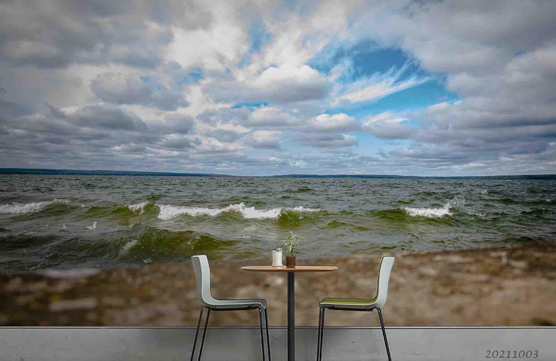 3D Blue Sky Cloud Sea Landscape Wall Mural Wallpaper LQH 403- Jess Art Decoration