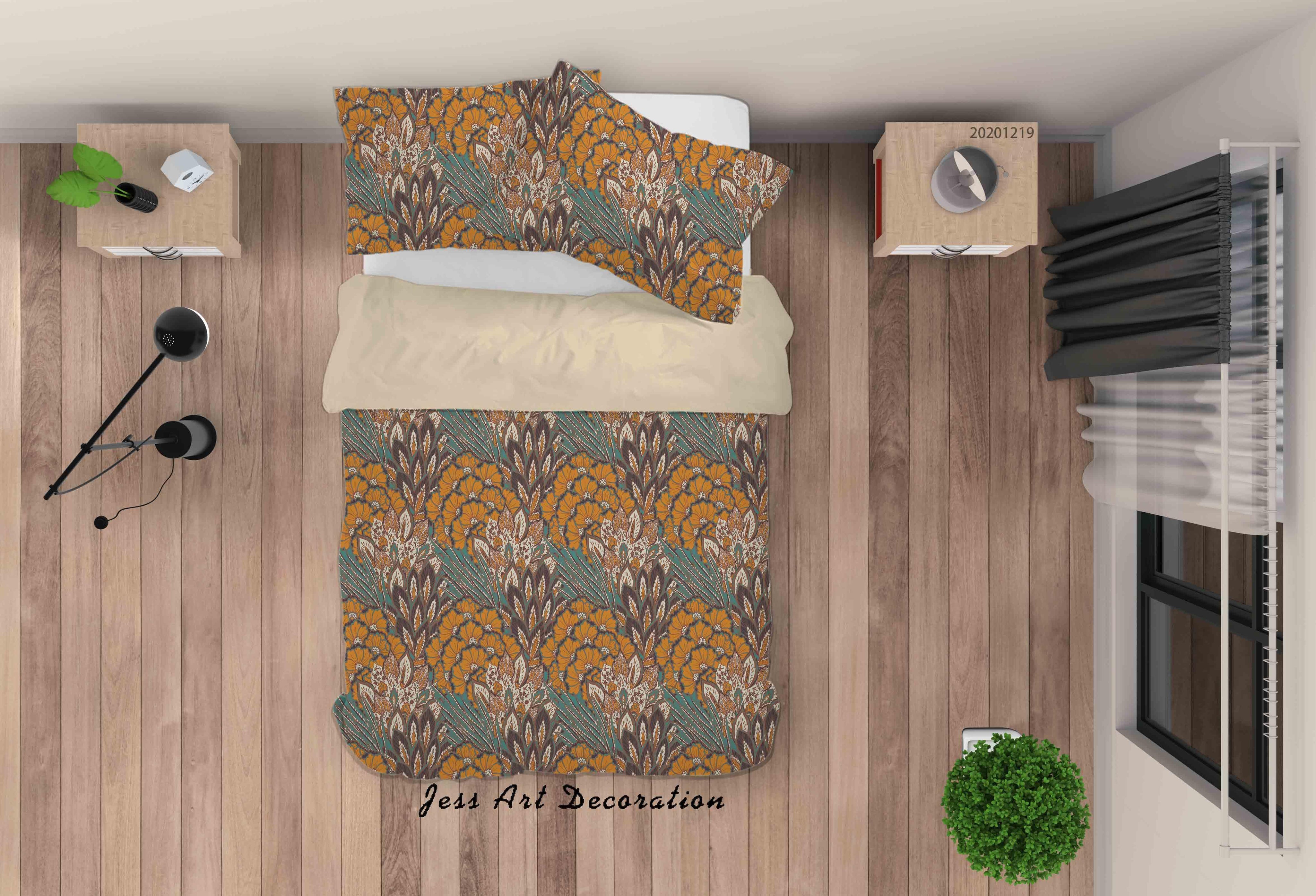 3D Hand Drawn Floral Quilt Cover Set Bedding Set Duvet Cover Pillowcases 60- Jess Art Decoration