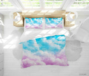 3D Watercolor Blue Sky Purple Cloud Quilt Cover Set Bedding Set Duvet Cover Pillowcases 10- Jess Art Decoration