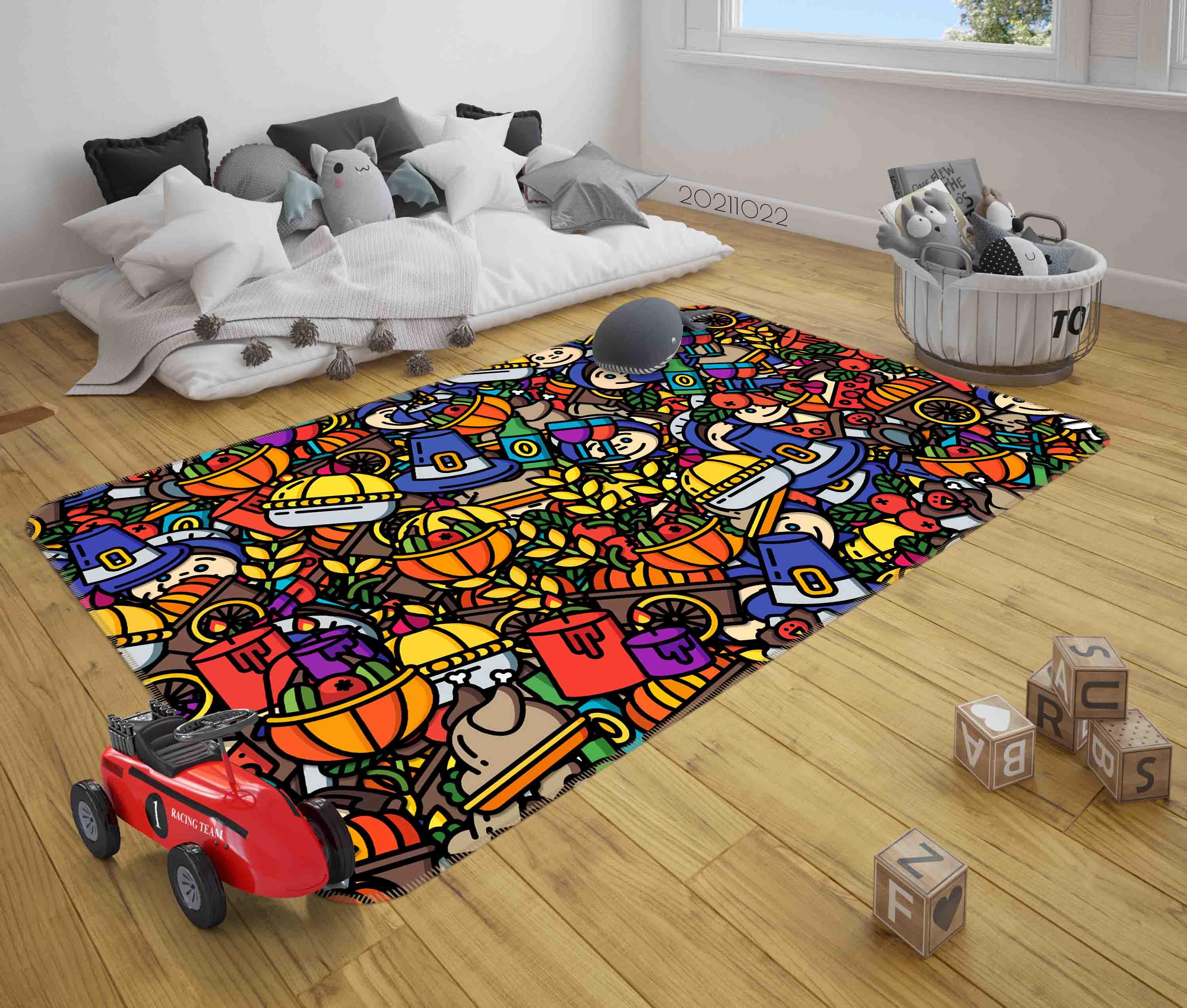 3D Abstract Color Illustration Doodle Non-Slip Rug Mat 139- Jess Art Decoration