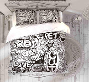 3D Abstract Grey Cat Graffiti Quilt Cover Set Bedding Set Duvet Cover Pillowcases 47- Jess Art Decoration