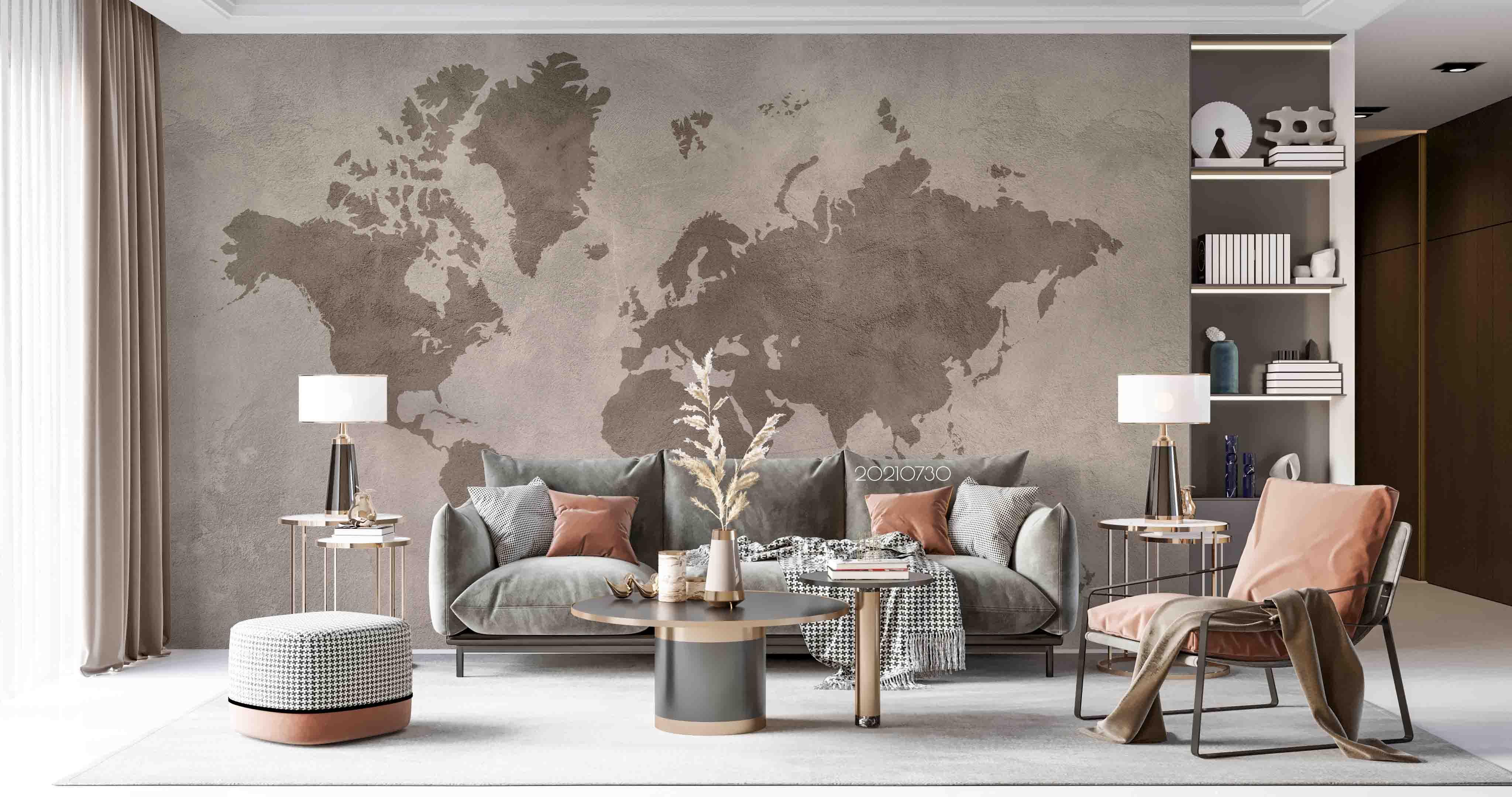 3D Map World Concrete Wall Mural Wallpaper SWW4484- Jess Art Decoration