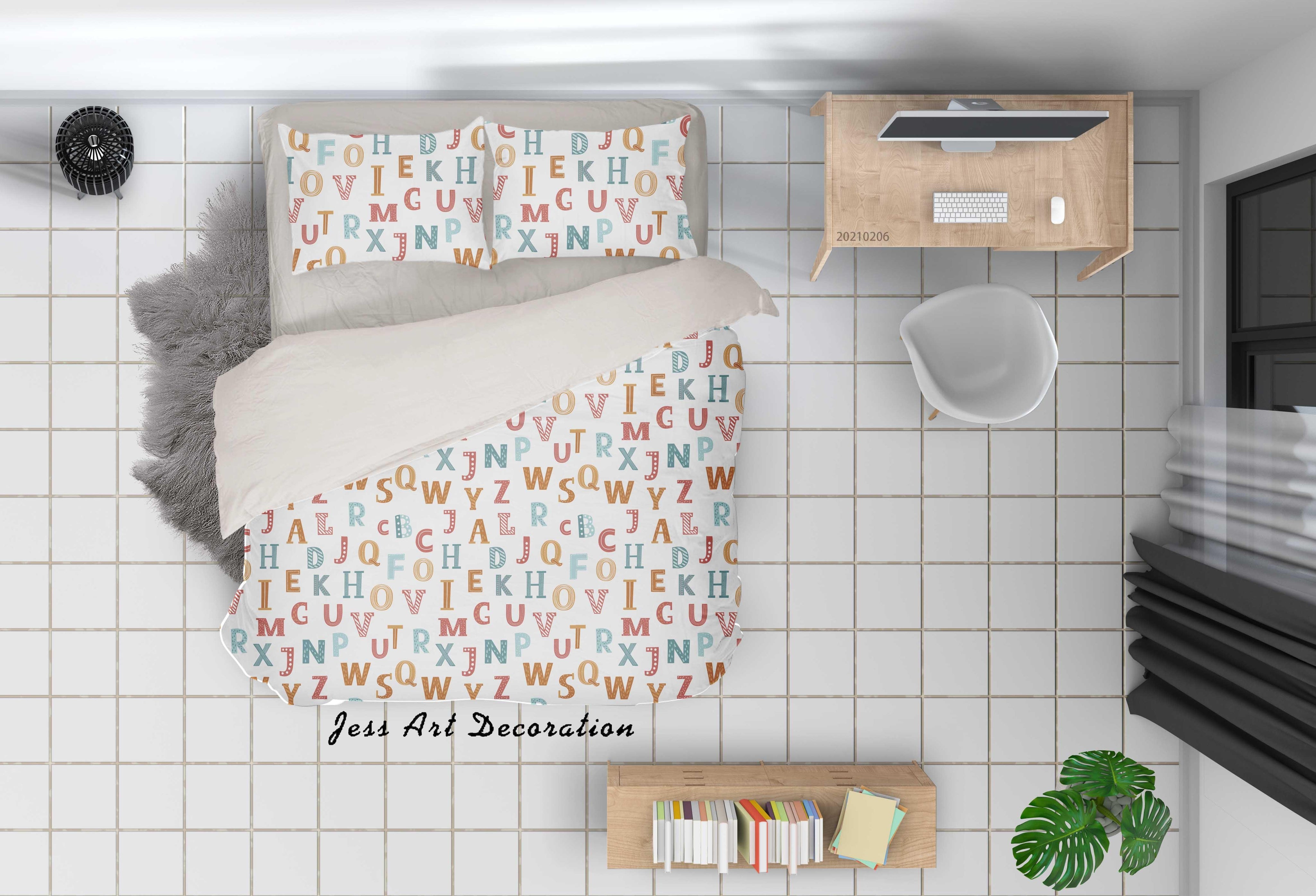3D Hand Drawn Colorful Letters Quilt Cover Set Bedding Set Duvet Cover Pillowcases 144- Jess Art Decoration